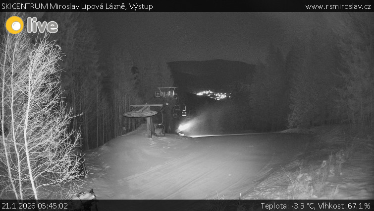 SKICENTRUM Miroslav Lipová Lázně - Výstupní stanice lanové dráhy - 21.1.2026 v 05:45