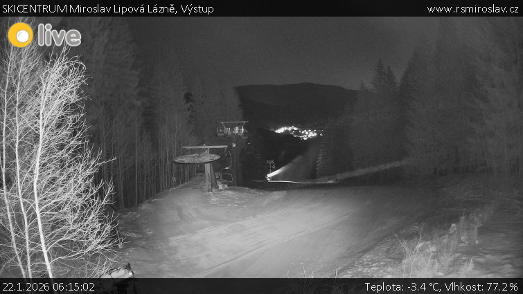 SKICENTRUM Miroslav Lipová Lázně - Výstupní stanice lanové dráhy - 22.1.2026 v 06:15