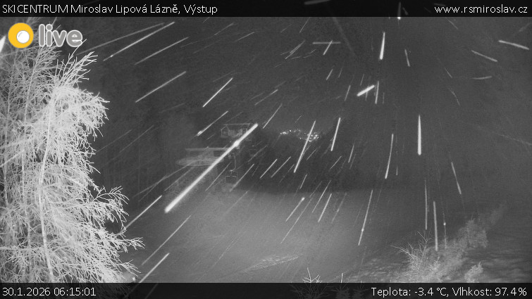 SKICENTRUM Miroslav Lipová Lázně - Výstupní stanice lanové dráhy - 30.1.2026 v 06:15