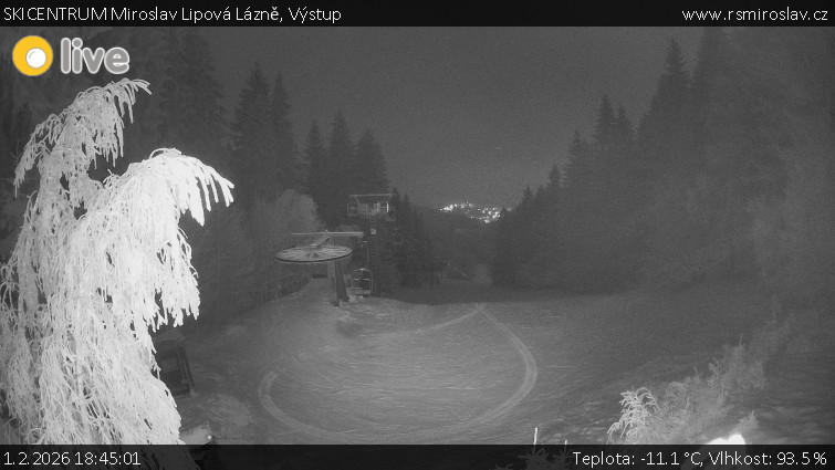 SKICENTRUM Miroslav Lipová Lázně - Výstupní stanice lanové dráhy - 1.2.2026 v 18:45