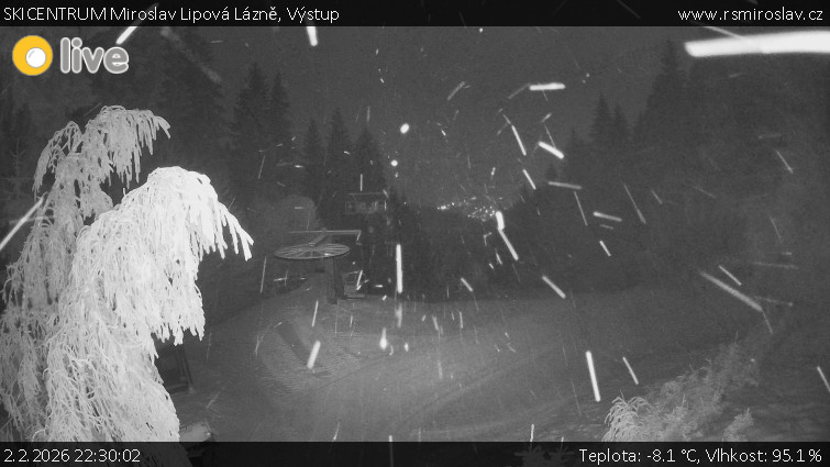 SKICENTRUM Miroslav Lipová Lázně - Výstupní stanice lanové dráhy - 2.2.2026 v 22:30