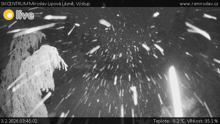 SKICENTRUM Miroslav Lipová Lázně - Výstupní stanice lanové dráhy - 3.2.2026 v 03:45