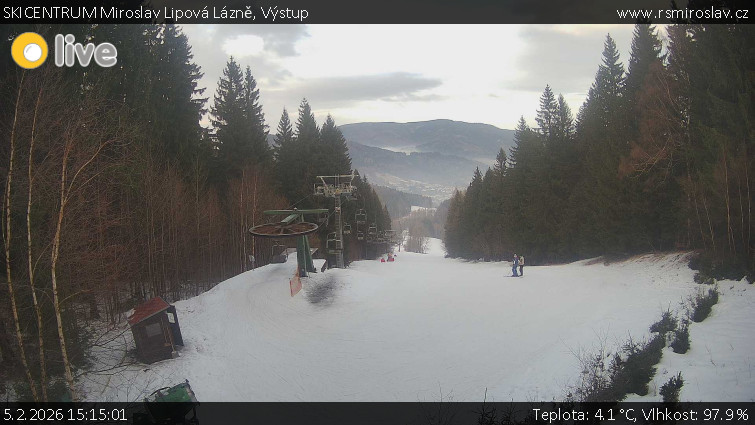 SKICENTRUM Miroslav Lipová Lázně - Výstupní stanice lanové dráhy - 5.2.2026 v 15:15