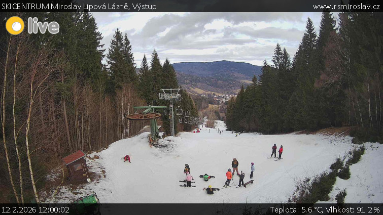 SKICENTRUM Miroslav Lipová Lázně - Výstupní stanice lanové dráhy - 12.2.2026 v 12:00