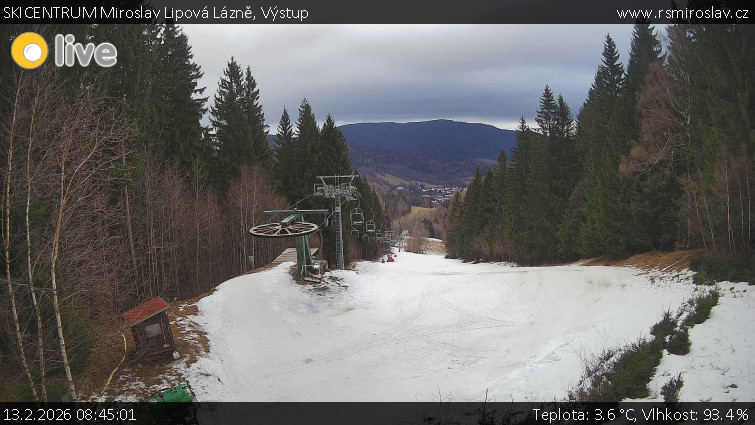 SKICENTRUM Miroslav Lipová Lázně - Výstupní stanice lanové dráhy - 13.2.2026 v 08:45