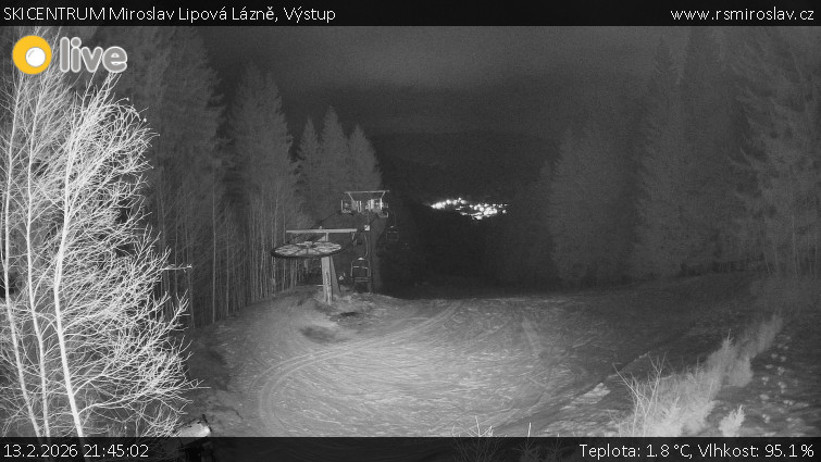 SKICENTRUM Miroslav Lipová Lázně - Výstupní stanice lanové dráhy - 13.2.2026 v 21:45