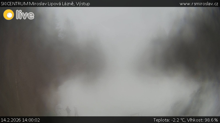 SKICENTRUM Miroslav Lipová Lázně - Výstupní stanice lanové dráhy - 14.2.2026 v 14:00