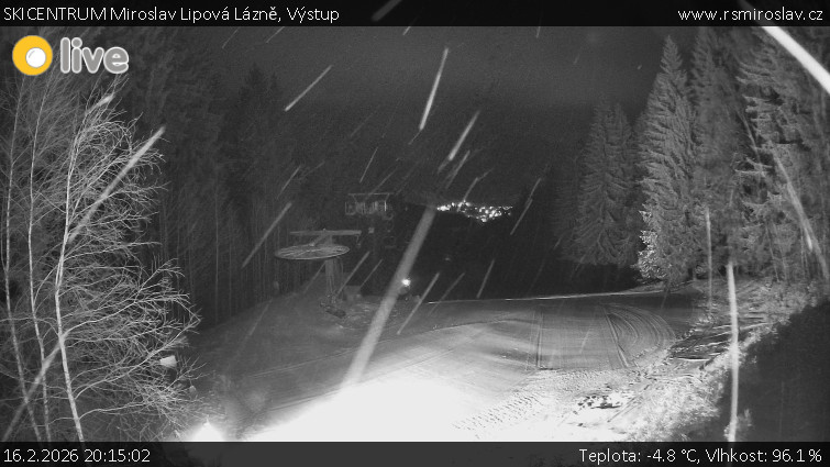 SKICENTRUM Miroslav Lipová Lázně - Výstupní stanice lanové dráhy - 16.2.2026 v 20:15