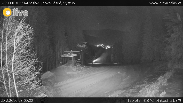 SKICENTRUM Miroslav Lipová Lázně - Výstupní stanice lanové dráhy - 20.2.2026 v 23:00