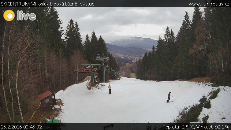 SKICENTRUM Miroslav Lipová Lázně - Výstupní stanice lanové dráhy - 25.2.2026 v 09:45