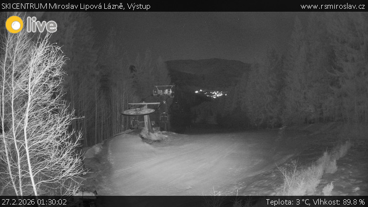 SKICENTRUM Miroslav Lipová Lázně - Výstupní stanice lanové dráhy - 27.2.2026 v 01:30