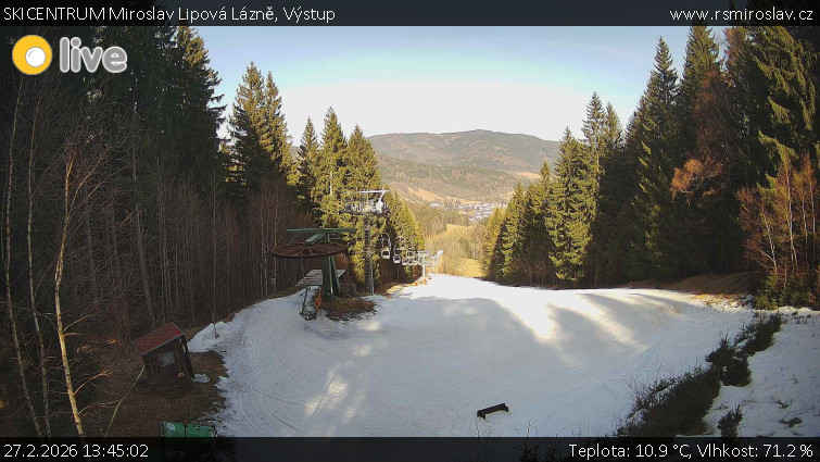 SKICENTRUM Miroslav Lipová Lázně - Výstupní stanice lanové dráhy - 27.2.2026 v 13:45