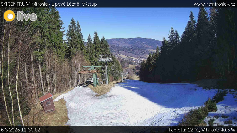 SKICENTRUM Miroslav Lipová Lázně - Výstupní stanice lanové dráhy - 6.3.2026 v 11:30