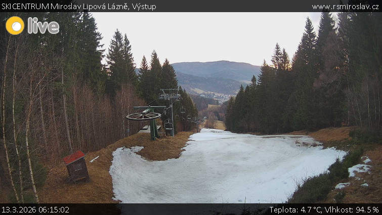 SKICENTRUM Miroslav Lipová Lázně - Výstupní stanice lanové dráhy - 13.3.2026 v 06:15