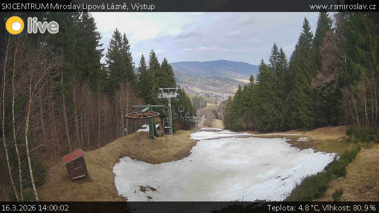 SKICENTRUM Miroslav Lipová Lázně - Výstupní stanice lanové dráhy - 16.3.2026 v 14:00