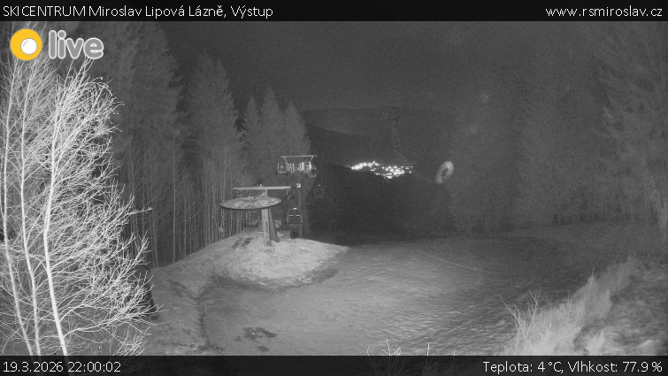 SKICENTRUM Miroslav Lipová Lázně - Výstupní stanice lanové dráhy - 19.3.2026 v 22:00