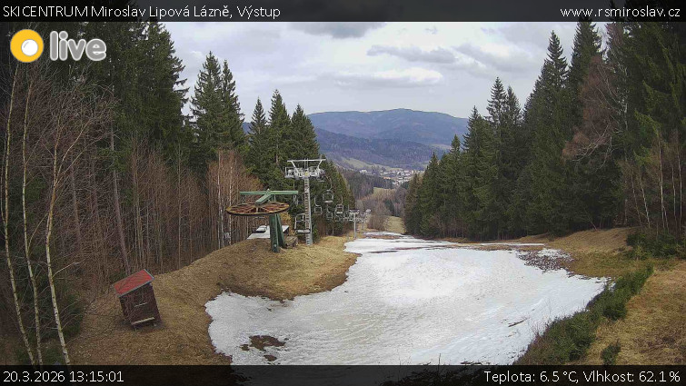 SKICENTRUM Miroslav Lipová Lázně - Výstupní stanice lanové dráhy - 20.3.2026 v 13:15