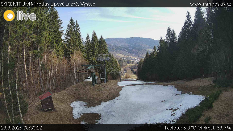 SKICENTRUM Miroslav Lipová Lázně - Výstupní stanice lanové dráhy - 23.3.2026 v 08:30