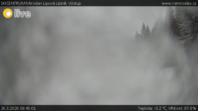SKICENTRUM Miroslav Lipová Lázně - Výstupní stanice lanové dráhy - 26.3.2026 v 09:45