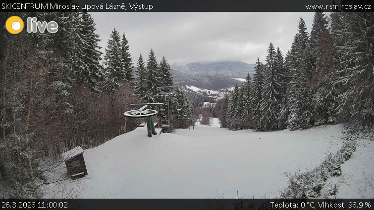 SKICENTRUM Miroslav Lipová Lázně - Výstupní stanice lanové dráhy - 26.3.2026 v 11:00