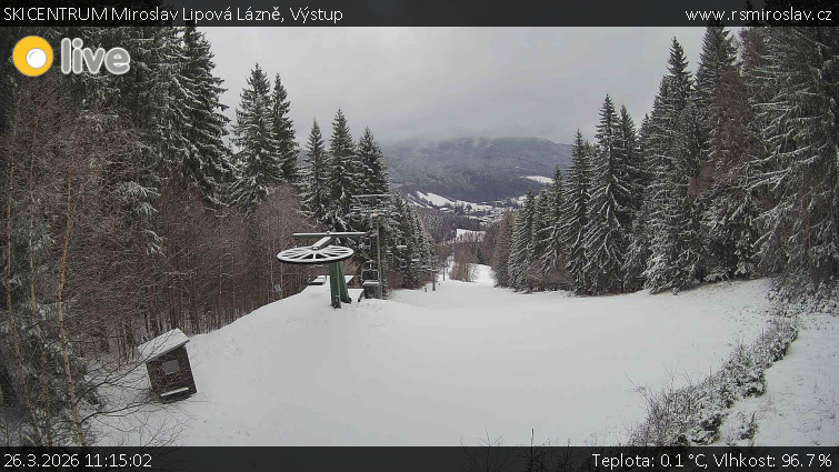 SKICENTRUM Miroslav Lipová Lázně - Výstupní stanice lanové dráhy - 26.3.2026 v 11:15