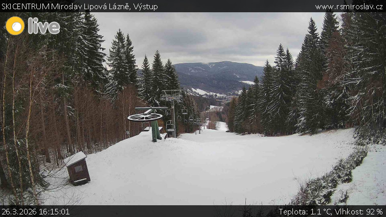 SKICENTRUM Miroslav Lipová Lázně - Výstupní stanice lanové dráhy - 26.3.2026 v 16:15