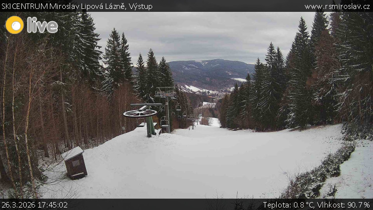 SKICENTRUM Miroslav Lipová Lázně - Výstupní stanice lanové dráhy - 26.3.2026 v 17:45
