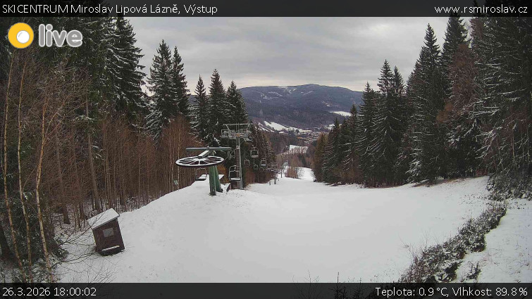 SKICENTRUM Miroslav Lipová Lázně - Výstupní stanice lanové dráhy - 26.3.2026 v 18:00