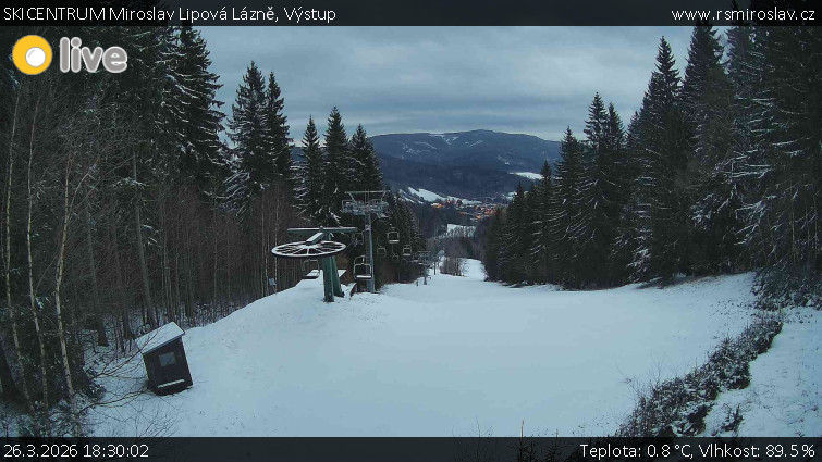 SKICENTRUM Miroslav Lipová Lázně - Výstupní stanice lanové dráhy - 26.3.2026 v 18:30