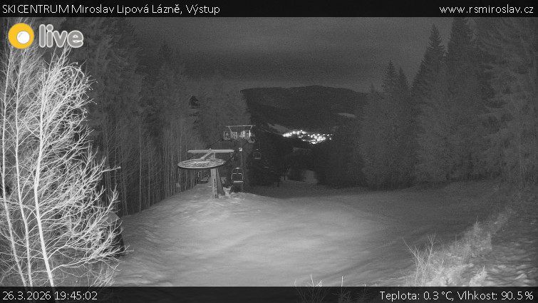SKICENTRUM Miroslav Lipová Lázně - Výstupní stanice lanové dráhy - 26.3.2026 v 19:45