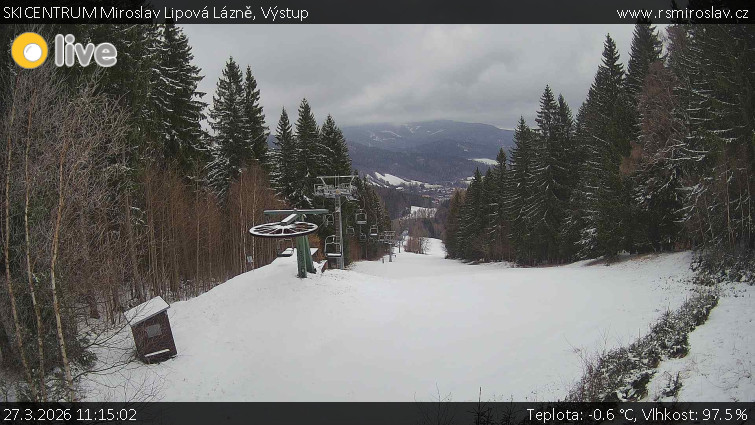 SKICENTRUM Miroslav Lipová Lázně - Výstupní stanice lanové dráhy - 27.3.2026 v 11:15