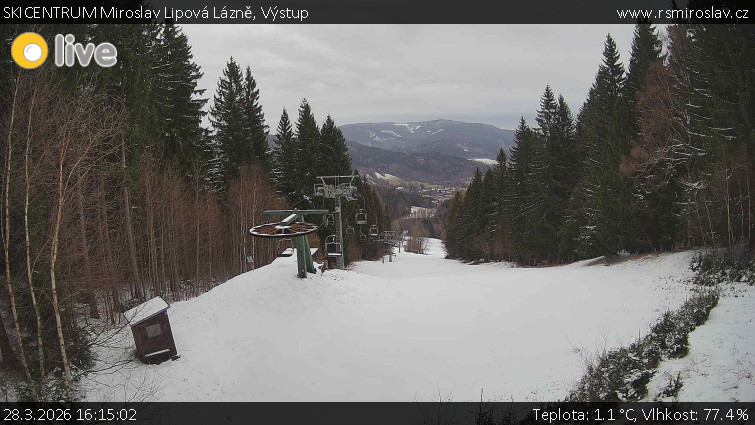 SKICENTRUM Miroslav Lipová Lázně - Výstupní stanice lanové dráhy - 28.3.2026 v 16:15