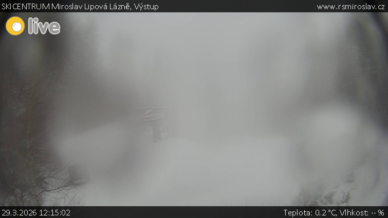 SKICENTRUM Miroslav Lipová Lázně - Výstupní stanice lanové dráhy - 29.3.2026 v 12:15