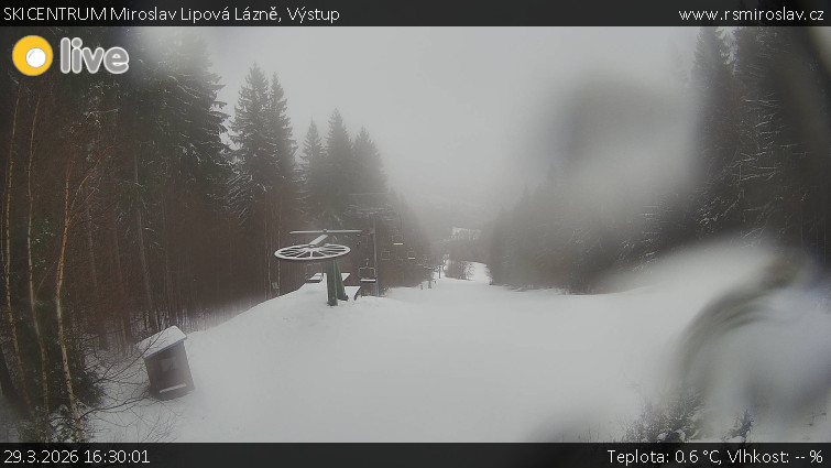 SKICENTRUM Miroslav Lipová Lázně - Výstupní stanice lanové dráhy - 29.3.2026 v 16:30