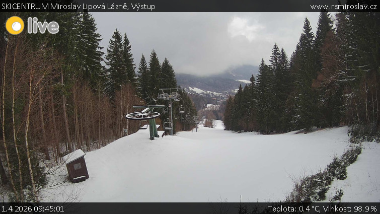 SKICENTRUM Miroslav Lipová Lázně - Výstupní stanice lanové dráhy - 1.4.2026 v 09:45