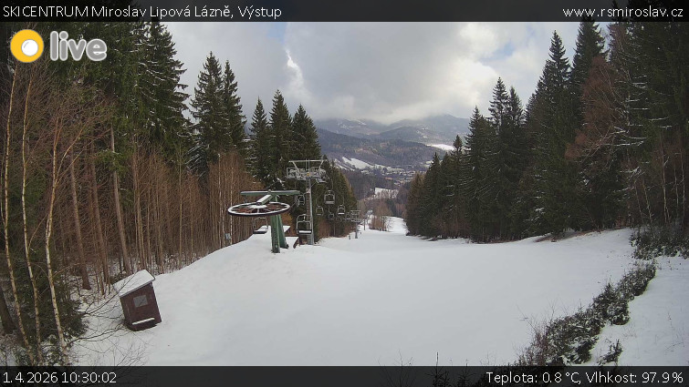 SKICENTRUM Miroslav Lipová Lázně - Výstupní stanice lanové dráhy - 1.4.2026 v 10:30