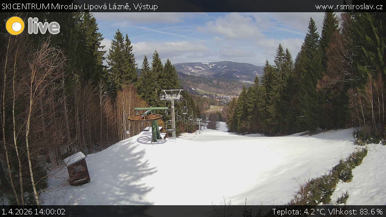 SKICENTRUM Miroslav Lipová Lázně - Výstupní stanice lanové dráhy - 1.4.2026 v 14:00