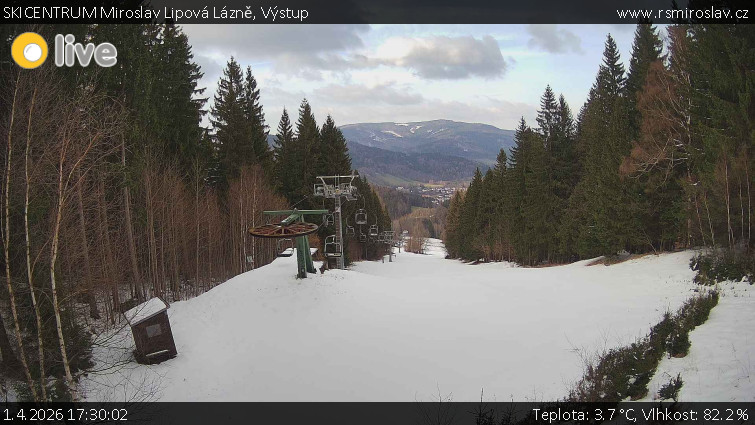 SKICENTRUM Miroslav Lipová Lázně - Výstupní stanice lanové dráhy - 1.4.2026 v 17:30