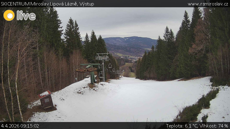 SKICENTRUM Miroslav Lipová Lázně - Výstupní stanice lanové dráhy - 4.4.2026 v 09:15