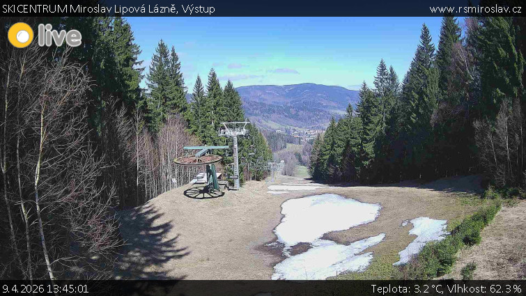SKICENTRUM Miroslav Lipová Lázně - Výstupní stanice lanové dráhy - 9.4.2026 v 13:45