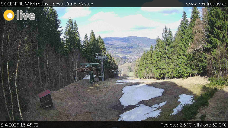 SKICENTRUM Miroslav Lipová Lázně - Výstupní stanice lanové dráhy - 9.4.2026 v 15:45