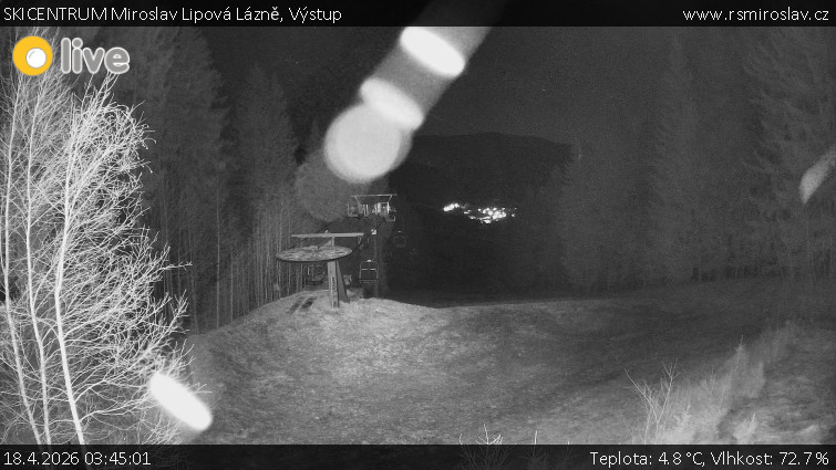 SKICENTRUM Miroslav Lipová Lázně - Výstupní stanice lanové dráhy - 18.4.2026 v 03:45