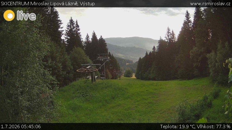SKICENTRUM Miroslav Lipová Lázně - Výstupní stanice lanové dráhy - 1.7.2026 v 05:45
