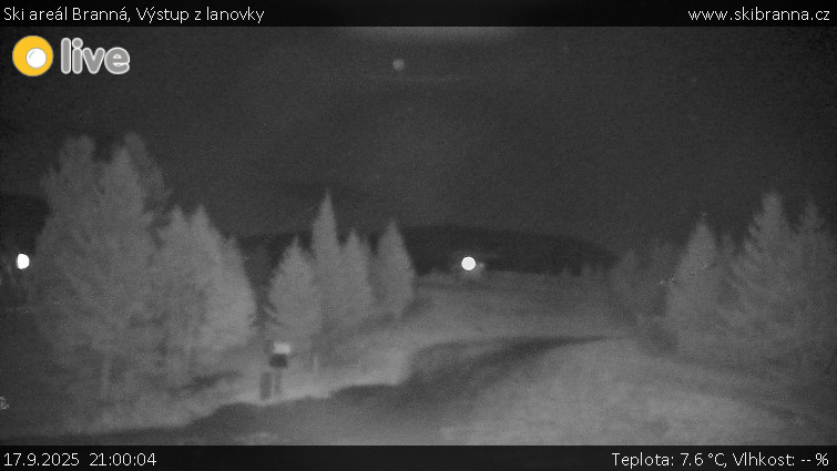 Ski areál Branná - Výstup z lanovky - 17.9.2025 v 21:00 Ski areál Branná - Výstup z lanovky - 17.9.2025 v 21:00