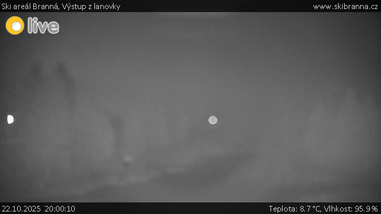 Ski areál Branná - Výstup z lanovky - 22.10.2025 v 20:00 Ski areál Branná - Výstup z lanovky - 22.10.2025 v 20:00