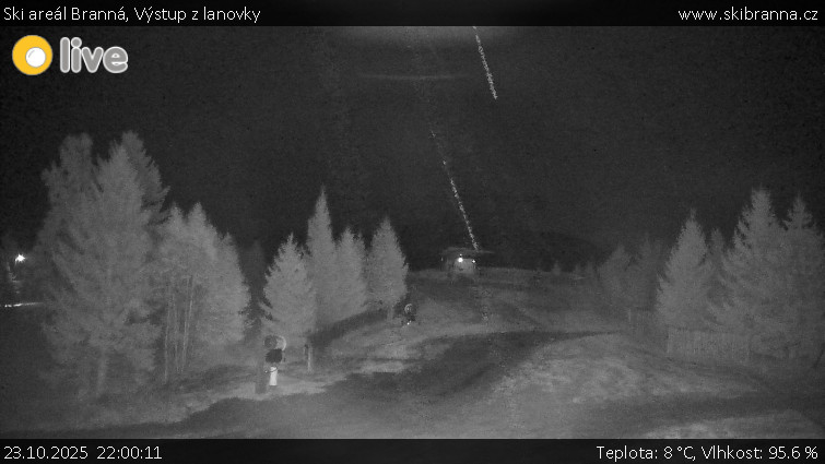 Ski areál Branná - Výstup z lanovky - 23.10.2025 v 22:00 Ski areál Branná - Výstup z lanovky - 23.10.2025 v 22:00