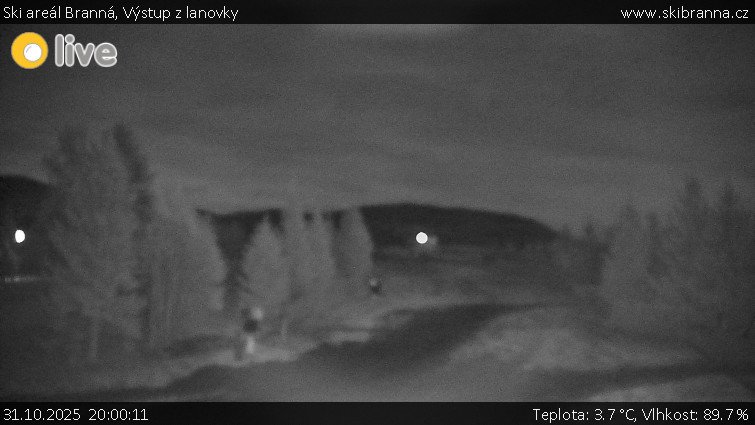 Ski areál Branná - Výstup z lanovky - 31.10.2025 v 20:00 Ski areál Branná - Výstup z lanovky - 31.10.2025 v 20:00