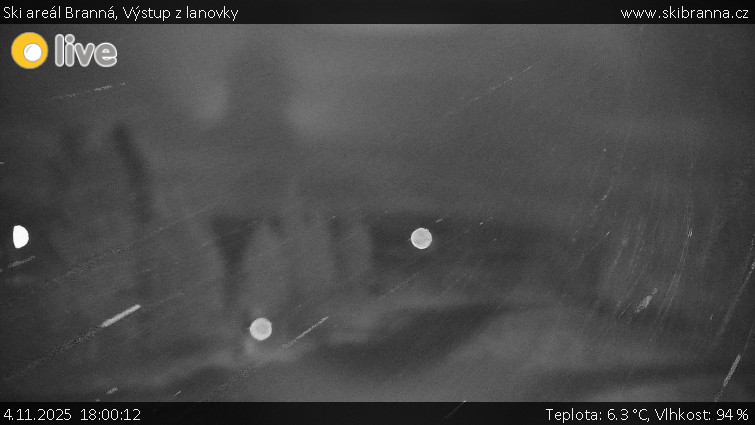 Ski areál Branná - Výstup z lanovky - 4.11.2025 v 18:00