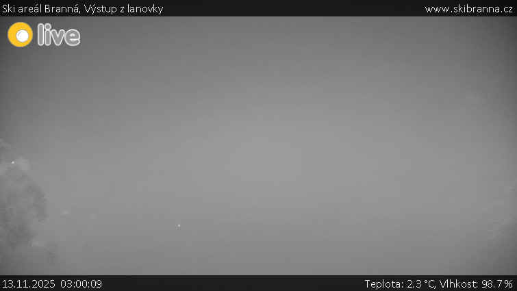 Ski areál Branná - Výstup z lanovky - 13.11.2025 v 03:00