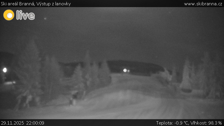 Ski areál Branná - Výstup z lanovky - 29.11.2025 v 22:00